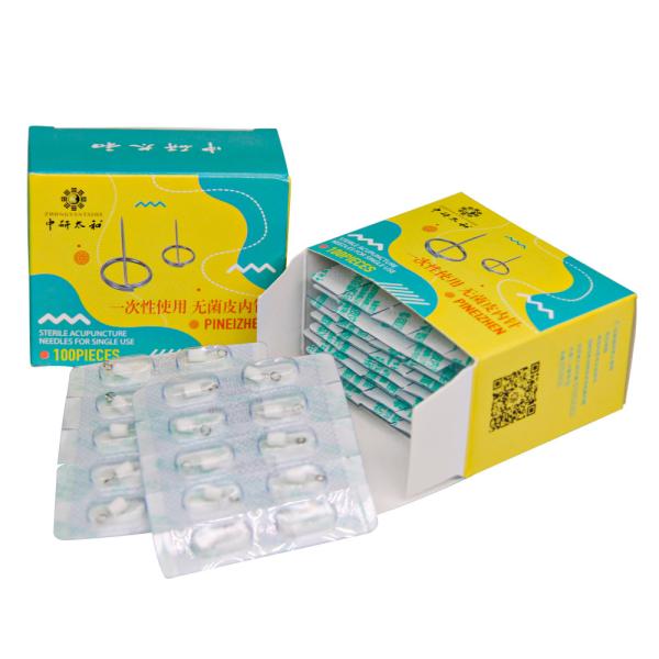 Agulhas de empacotamento da acupuntura da orelha da beleza da diálise com o punho de prata de aço inoxidável