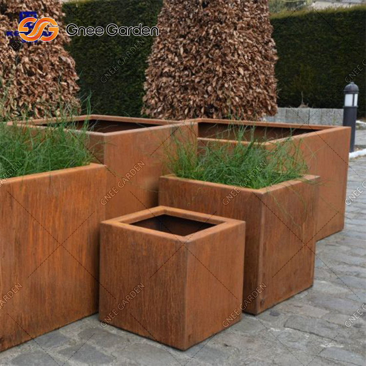 Коробки плантатора стального квадрата Corten ржавые выдерживают устойчивое для цветка