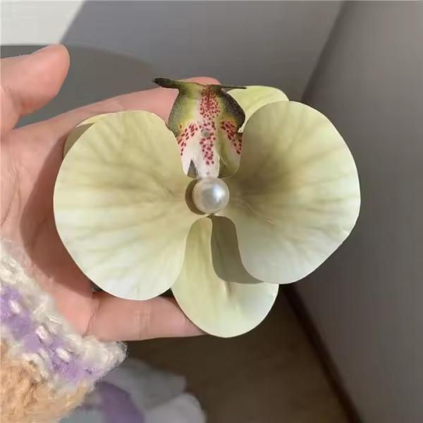 Venta caliente de horquillas artificiales de flores de orquídeas de pelo de flores clip de pelo de playa de vacaciones accesorios de pelo