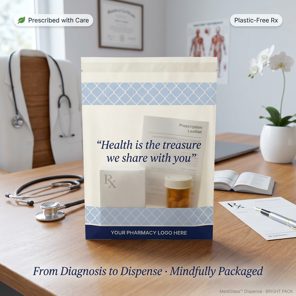 Plastic-Free Medical Packaging Paper Medicine Pouch Recyclable Pharmaceutical