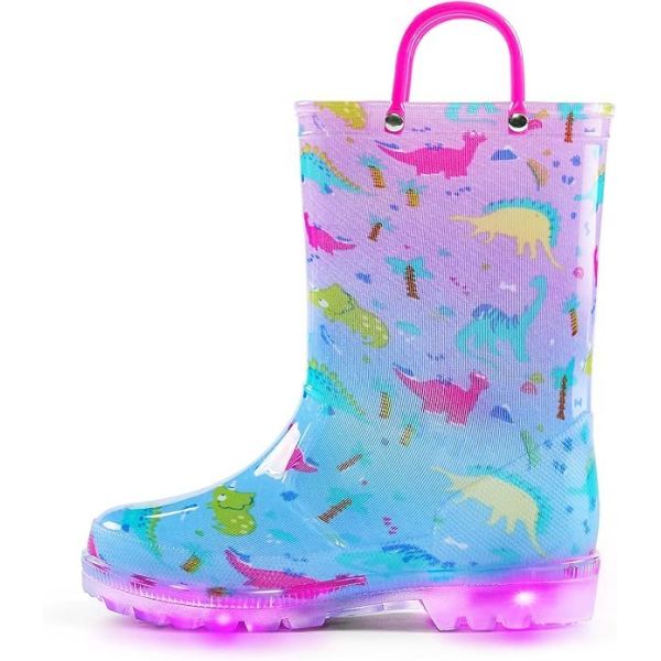 OEM PVC Light Up Enfants Wellington Bottes avec poignées Design simplifié