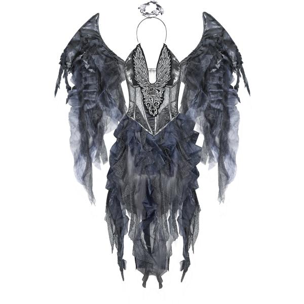 Adultos Traje de Halloween Anjo escuro Cosplay Asas Caminhada de palco Pedaço do mal cintura vestido prop Set