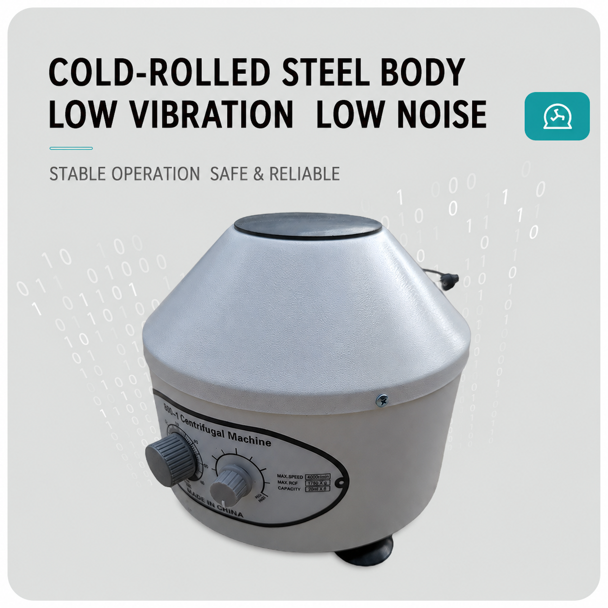 800D Benchtop Electric Centrifuge Plasma Separation Mini Centrifuge Machine Metal Portable 4000rpm 6x20ml Angle Rotor