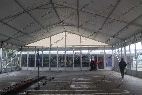Temporary Movable PVC Event Tent White Glass Walls Waterproof For Car Show