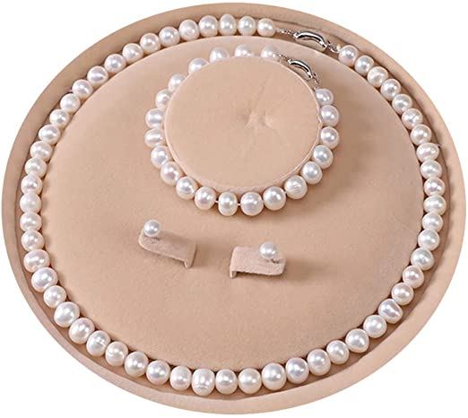Top Fashion Stunning Bracelet and Stud Earrings Jewelry Set Freshwater Cultured Pearl for Women Handmade