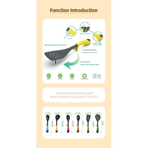 ISO9001/BSCI Certified TPR Handle Silicone Kitchen Utensils Cooking Accessories Tool Set