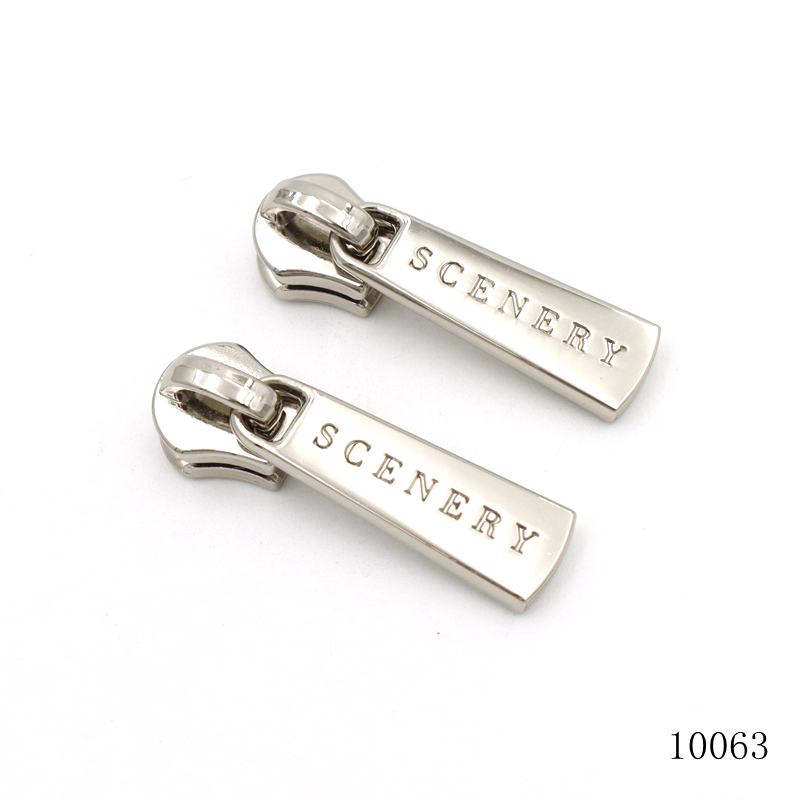 Nickel Logo Engraved Metal Zipper Puller Customized Shape Size Metal Zipper Puller Label For Handbag