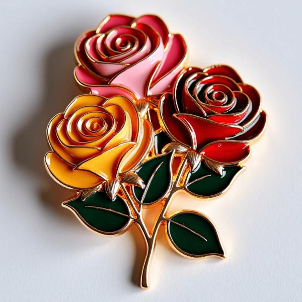 Magneto de nevera de rosas de aleación de zinc con hojas metálicas