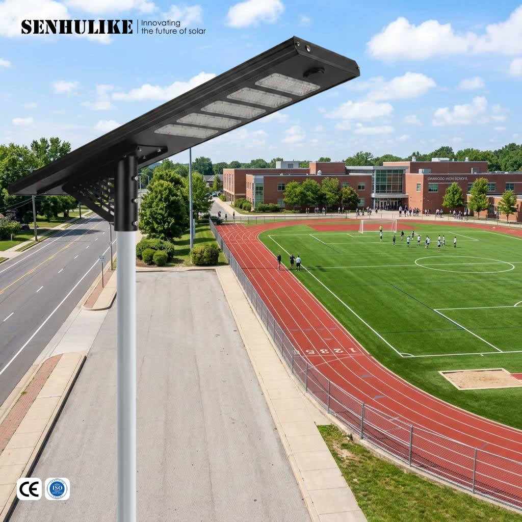 250W All in One Solar Powered Street Light 5 Modules 90W Solar Panel Aluminum Alloy Housing IP65 Microwave Sensor Li-ion Battery