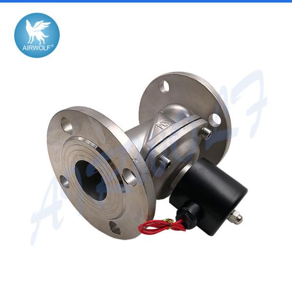 Válvula de solenoide de aço inoxidável flangeada normalmente fechada