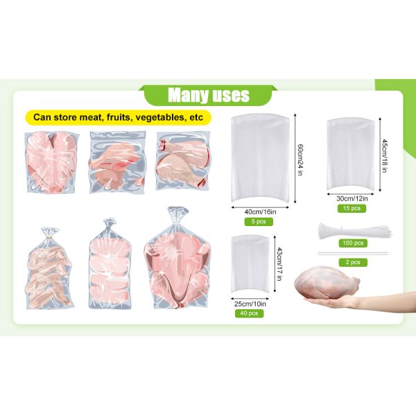 Frozen Meat Bag Take Out Container Shrink Freezer Bags POF Bag Chicken Vacuum Bag PVDC Bag Freezer Shrink Bags Poultry Chicken Bag Meat Bag Microwaveable Rotisserie Bag Rotisserie Chicken Bag Shrink