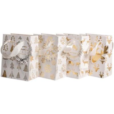 Saco de compras de presente em papel com logotipo de ouro personalizado