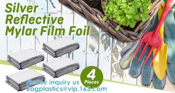 Silver Reflective Mylar Film Garden Greenhouse Covering Foil Sheets Highly Reflective, Effectively Increase Plants Grow