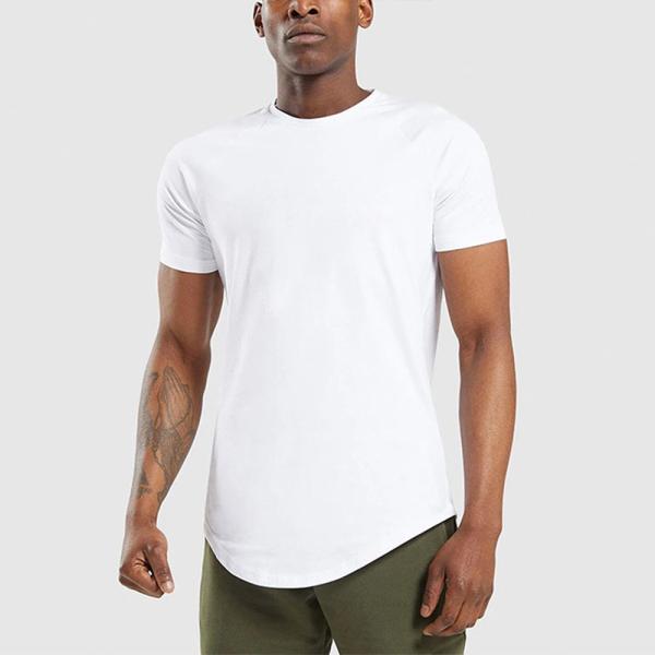 Dos homens regulares do ajuste da camisa do pescoço de grupo T da luva do algodão dos homens parte superior curto do Sportswear