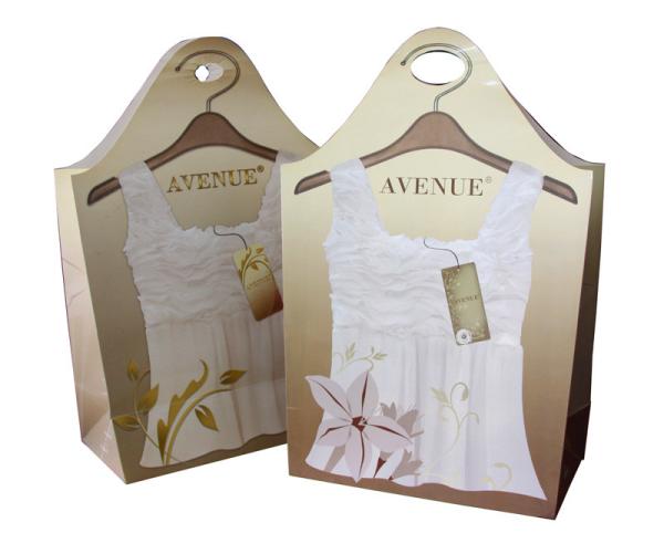 Anvenue Trapezia Bags , Paper Carrier Bag With Embossed Pattern , Gold Twist Rope