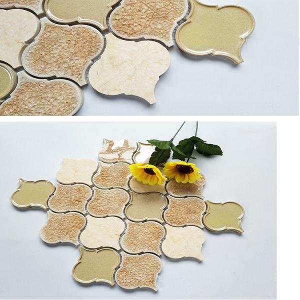 Foshan Yellow Color Ice Cracked Kitchen Mosaic Backsplash Ceramic Tile for Wall Tiles
