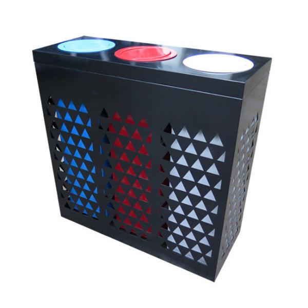 Three Compartments 350mm Width 35L Steel Outdoor Trash Can