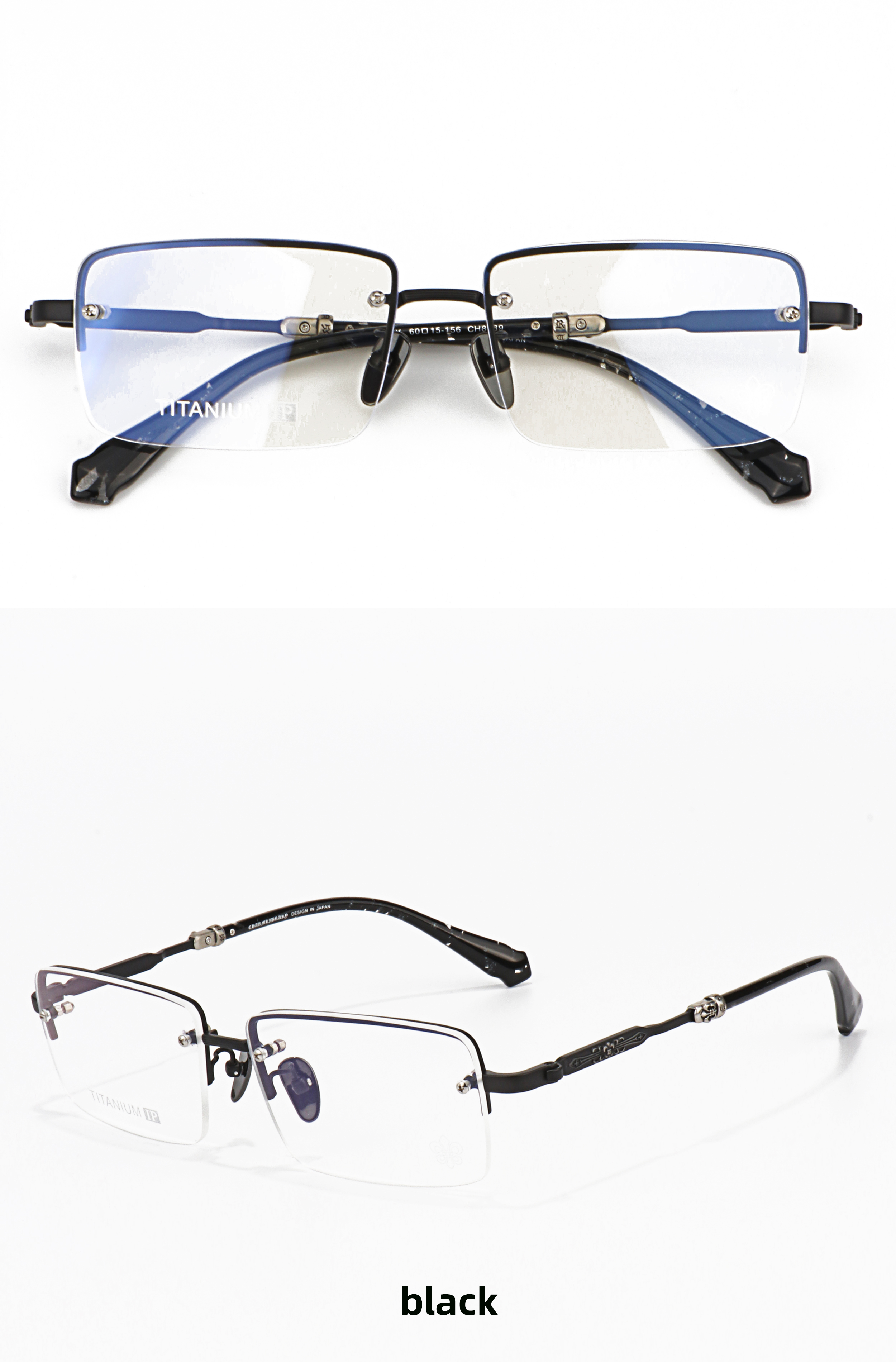 New Read Half Frame Square Black Silver Color Optical Prescription Luxury Brand Fashion Light Custom logo Glasses Eyewear Frames