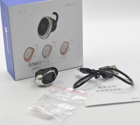 Super Voice Control Mini Stereo Inner Ear Bluetooth 4.0 Wireless Earphone Headphone Mini9