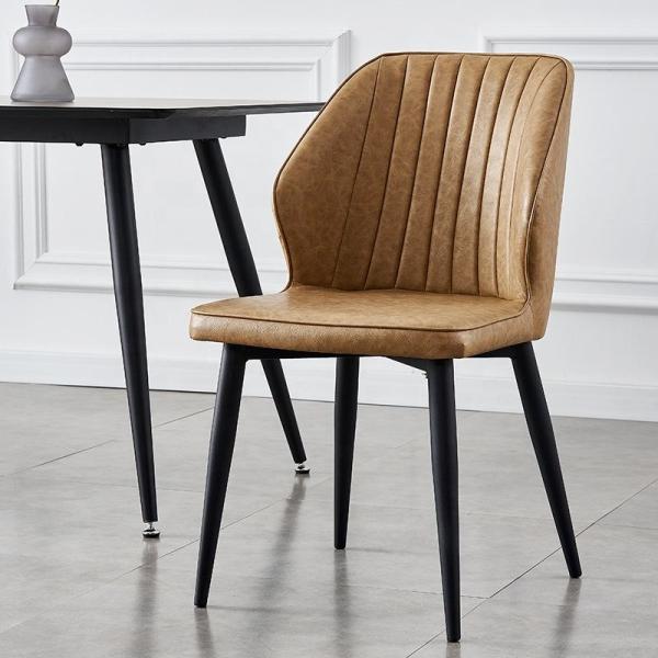 Synthetic Leather Grey Upholstered Dining Chair For French Cafe