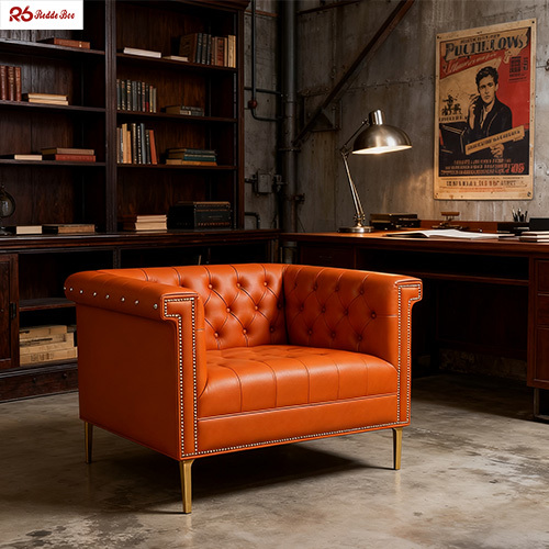 Luxury Design PU Leather Tufted Back Sofa Sets for Hotel Lobby Use