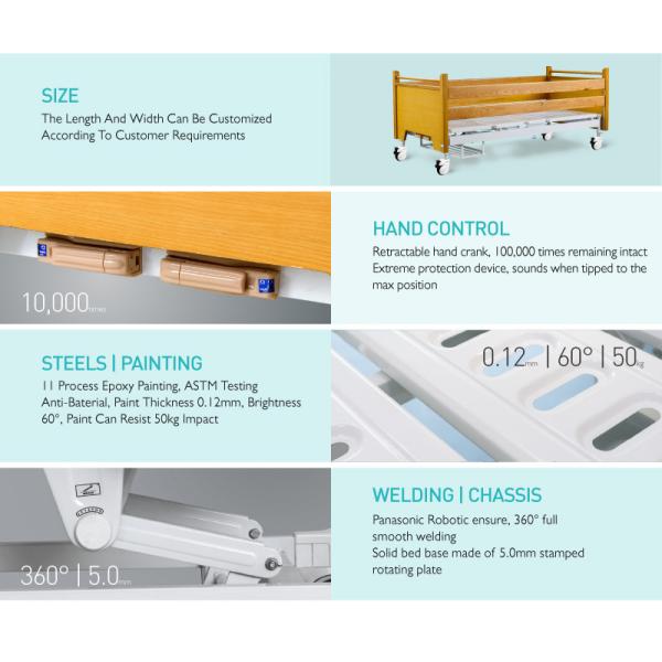 Hospital Manual Nursing Bed For Home Care Use