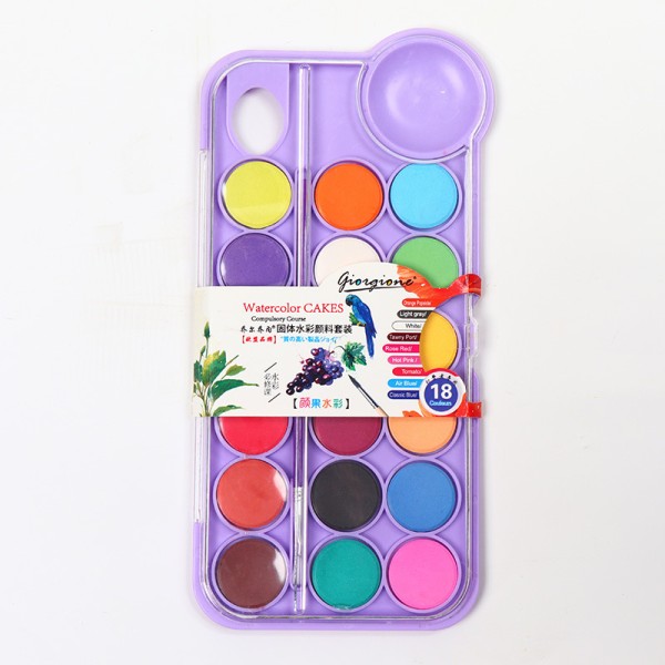 18 Colours Color Pigment Paint Travel Watercolor Set Suitable For Painting Creation And Design