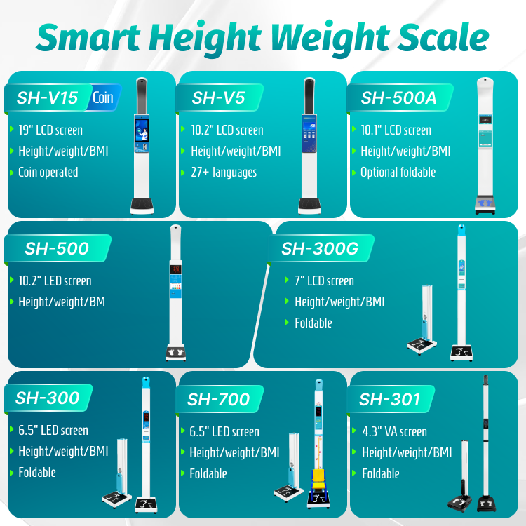 Height Weight Scale BMI LCD Intelligent Screen Thermal Printer Electronic Report Heart Rate Pharmacy OEM
