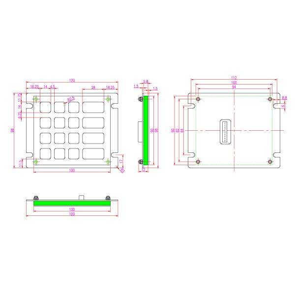 Haga excursionismo el telclado numérico del metal con el picosegundo/2 interconectan, montaje del panel trasero