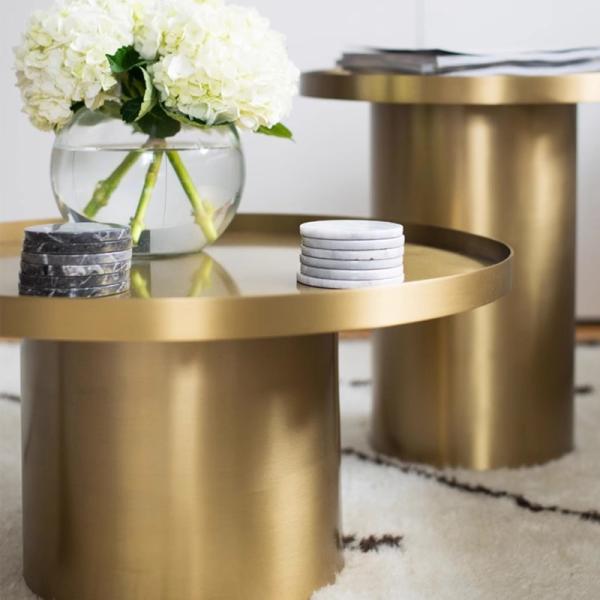 Five-star Hotel Modern Carbon Steel Art Round Corner Table Guest Room Bedside Table