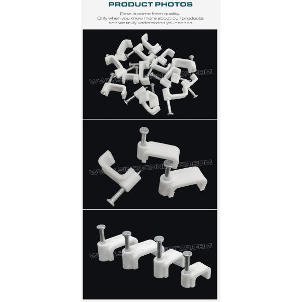 Кабельные скобы черные держатели кабелей 100 шт., квадратные скоби (кліпси) 4мм~19мм кабельные органайзеры белые с гвоздями для плоских кабелей