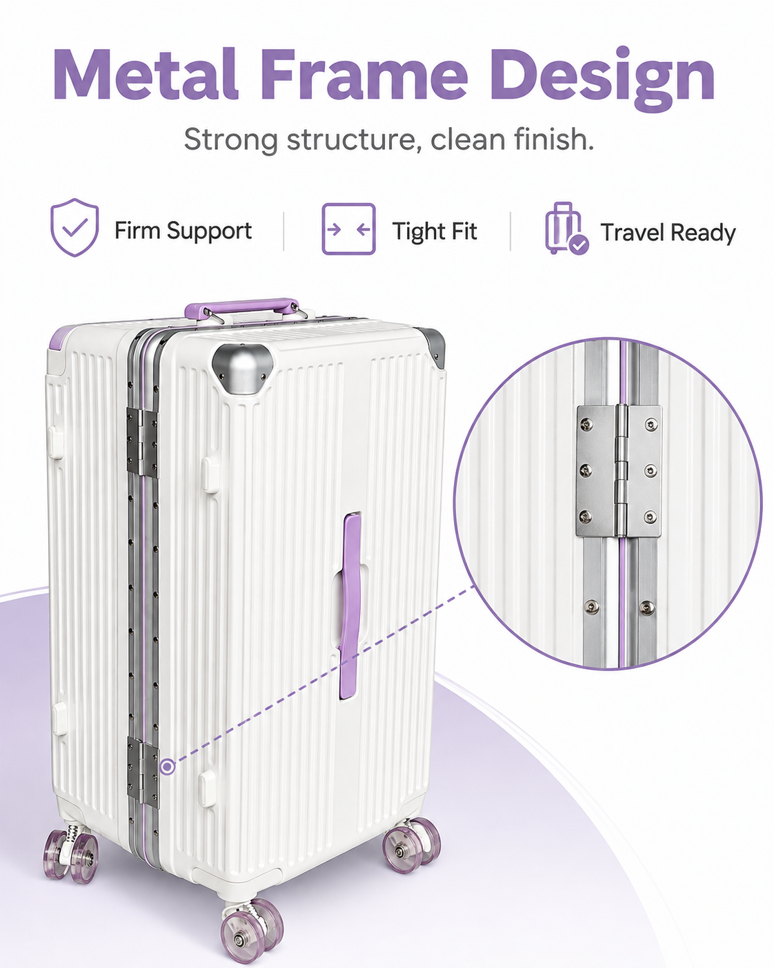 5-Wheel Wide-Handle Crystal Spinner Suitcase