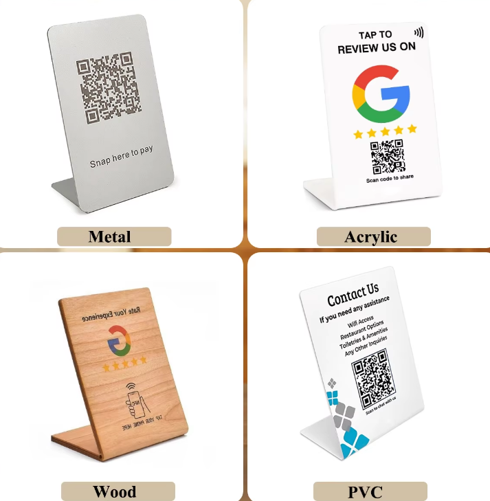 Customs White Pvc Plastic Sign Stands Logo Printed L Shape Hotel Table Qr Code Display For Business