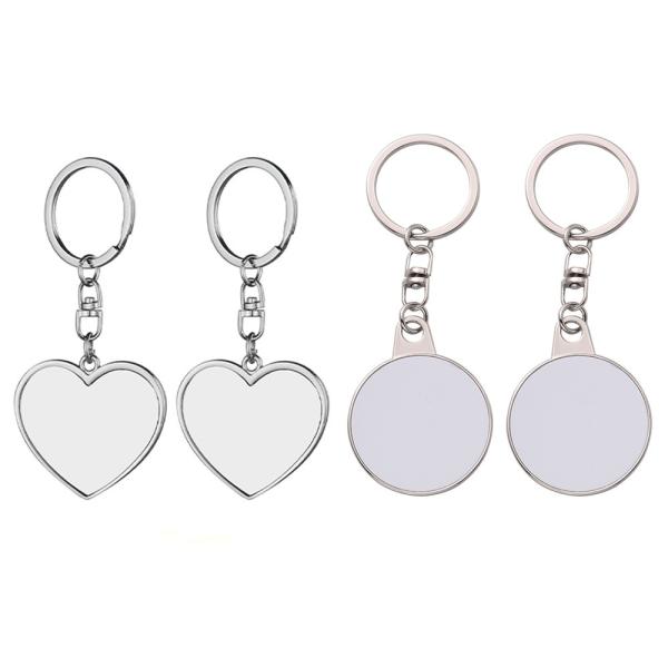 Rings à clé en métal sublimé en forme de cœur avec insertion métallique imprimable pour l'impression par sublimation