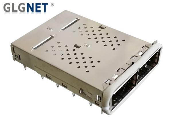 Copper Alloy Two Ports Sfp Cage Assembly Low Emission Design UL Approved