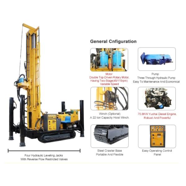 Сверля глубина пневматическая роторная буровая установка Crawler в 400 метров