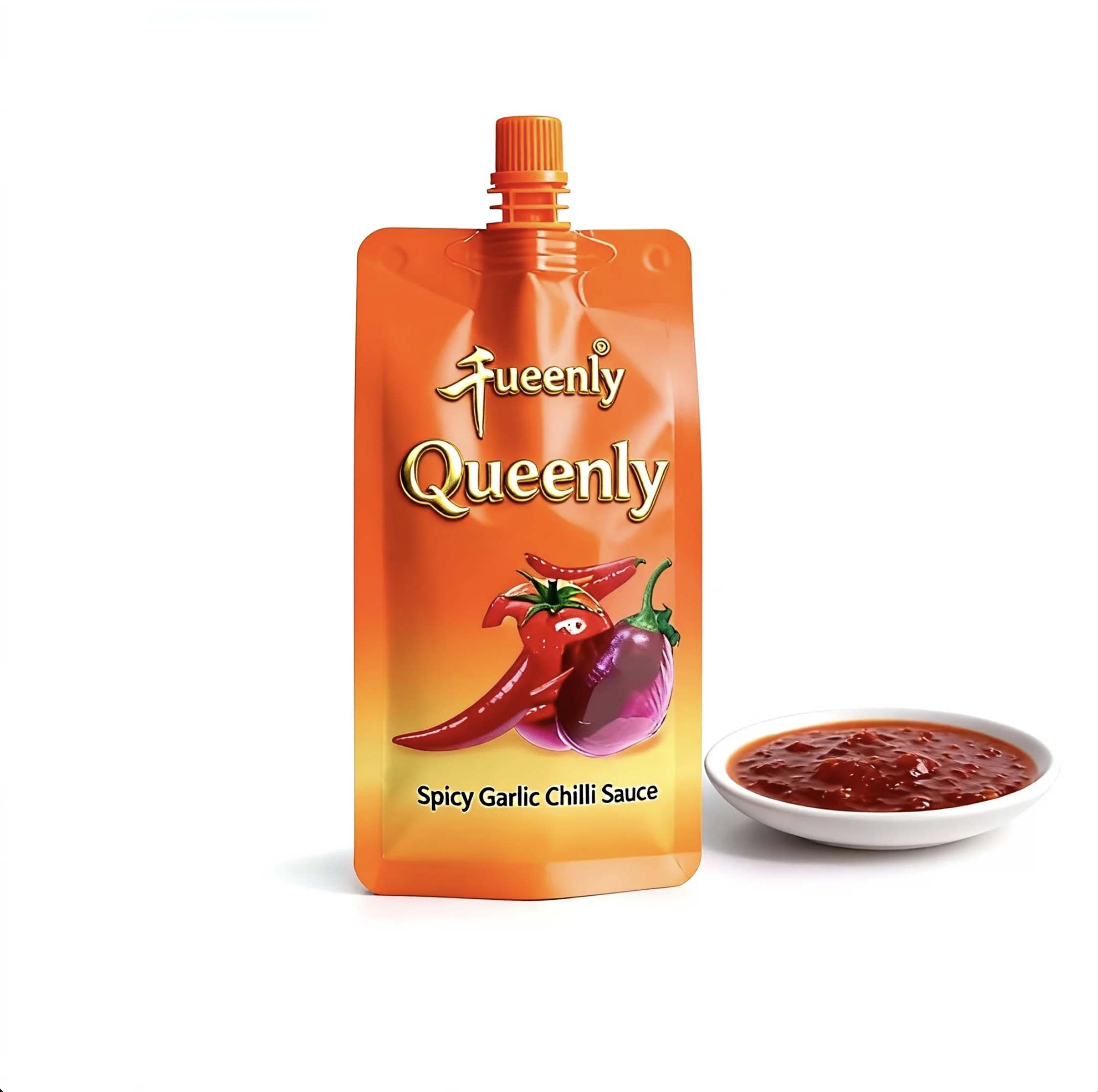 450g Garlic Chilli Sauce Packaging Bag Flat Bottom Shelf Stable Oil Resistance With Spout