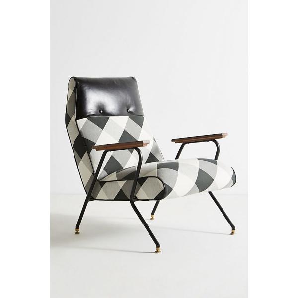 Maura Printed Quentin Fiberglass Lounge Chair With Leather Headrest