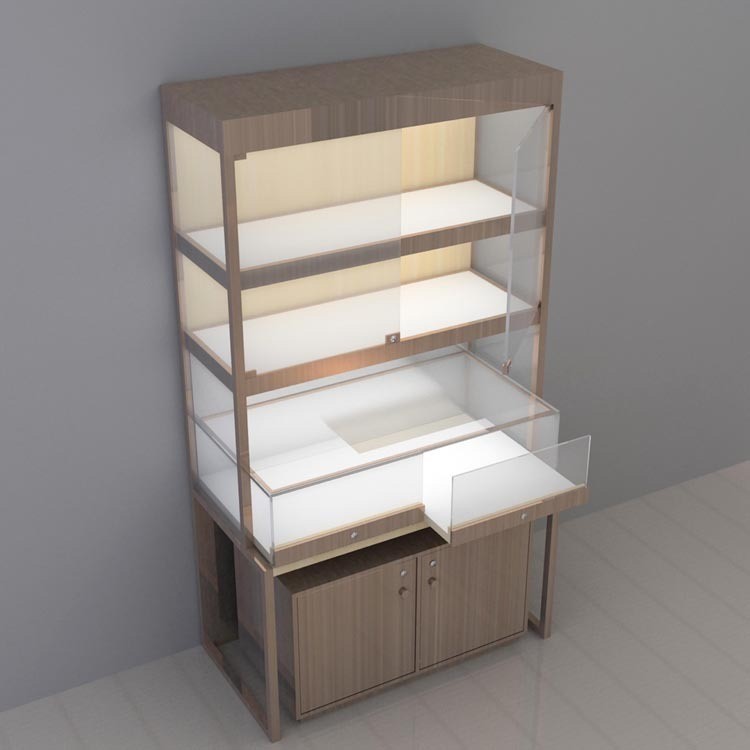 Luxury Wood Display Cabinets with Tempered Glass Doors 1800*1800*2000mm Luxury Style