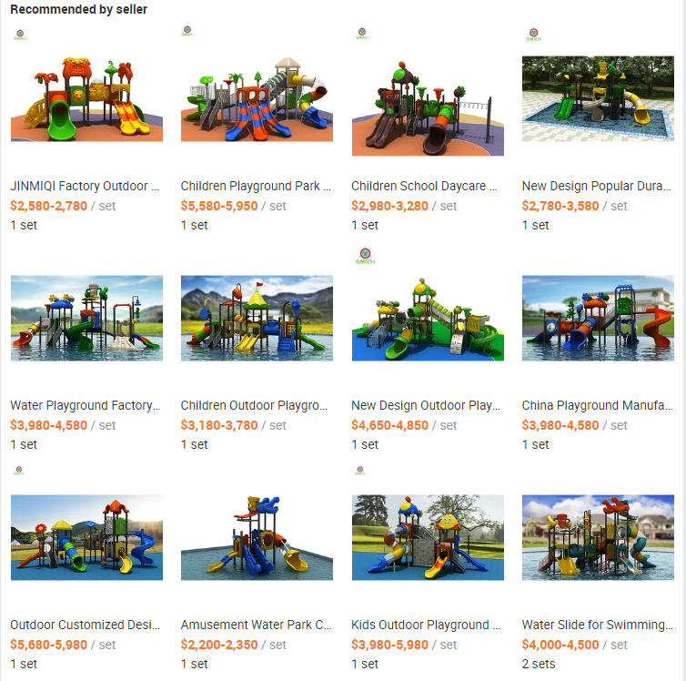 Kids Playground Equipment Amusement Park Plastic Slide Set Attractive Appearance