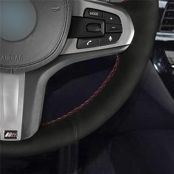 Hand Stitched All Black Suede Car Steering Wheel Cover for BMW G30 Customized Fit