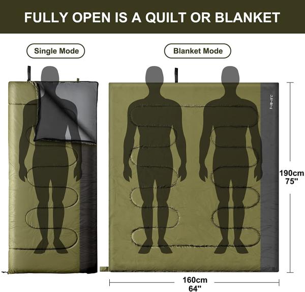 Envelope Military Sleeping Bags, Compression Sack for Cold Weather Travel, Camping, Hiking, Outdoor, Backpacking