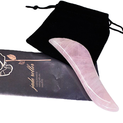 Natural Rose Quartz Gua-Sha Tool Wave Shape Massage Therapy with Engrave Logo