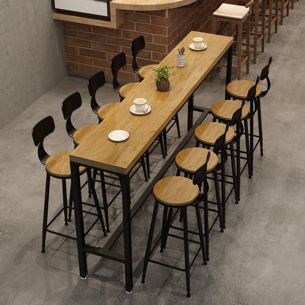 Modern Simple Design Wood Bar Chair Stools And Rectangle Table Set For Home Office