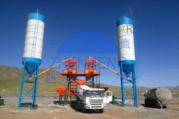 HZS50 Concrete Batching Plant With 3800mm Discharging Height, Cement Batching Plant