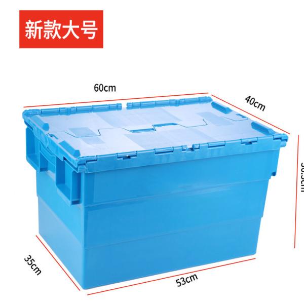 Heavy Duty Plastic Moving Boxes Attached Lid Containers Industrial Folding Tote Box For Warehouse Nestable Moving Crates Stackable Storage Attached Lid Tote Plastic Storage Bins With Lids