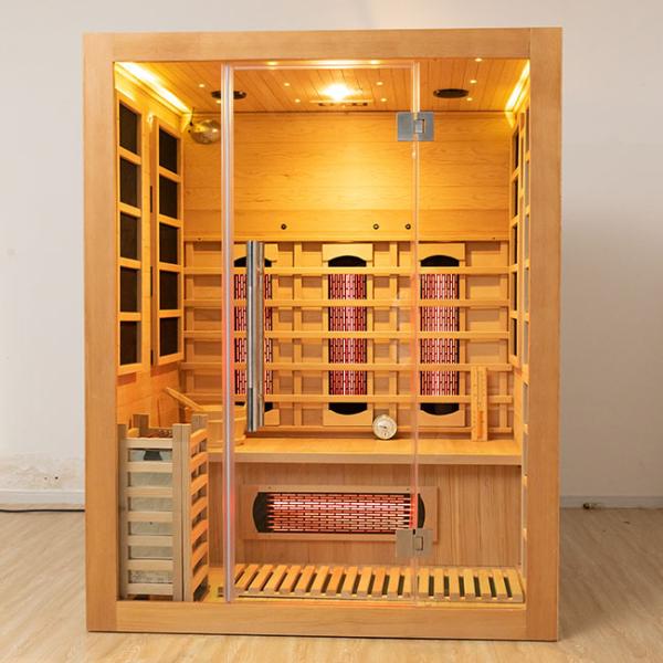 3 Person Bluetooth Compatible Wooden Steam Infrared Sauna For Home