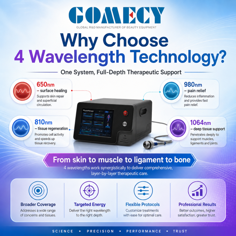 Portable 4-Wavelength 980+1064+810+650nm Diode Laser Physiotherapy Machine for VET Deep Tissue Penetration Pain Relief Commercial