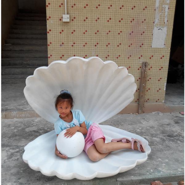 customize size fiberglass white large sea shell with pearl model as decoration statue in garden /square / shop/ mall