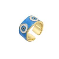 O ouro de gotejamento luxuoso dos anéis de óleo 18K chapeou o anel turco do olho mau do esmalte colorido